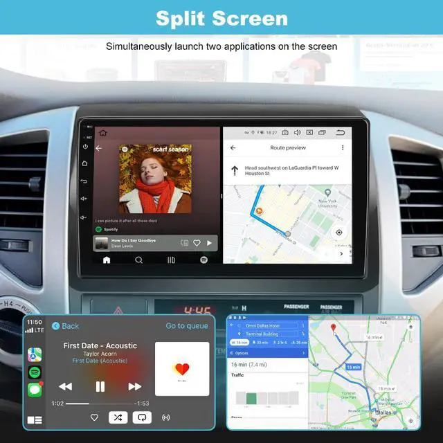 Alt view image 6 of 7 - 5G WiFi Android Car Stereo for Toyota Tacoma 2005-2015 | 9" Touch Screen Tacoma Radio Upgrade with Wireless CarPlay Android Auto AM FM DSP HD Backup Camera