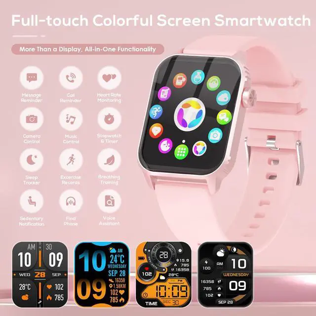 Alt view image 2 of 7 - Smart Watch for Women, 120 Sports Modes Smartwatch with 1.83" HD, Alexa Built-in, Heart Rate/Sleep Monitor, IP67 Waterproof, Bluetooth Call & Music Control Fitness Watch for iPhone/Android (Pink)