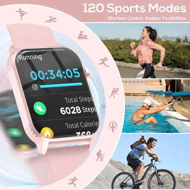 Alt view image 5 of 7 - Smart Watch for Women, 120 Sports Modes Smartwatch with 1.83" HD, Alexa Built-in, Heart Rate/Sleep Monitor, IP67 Waterproof, Bluetooth Call & Music Control Fitness Watch for iPhone/Android (Pink)