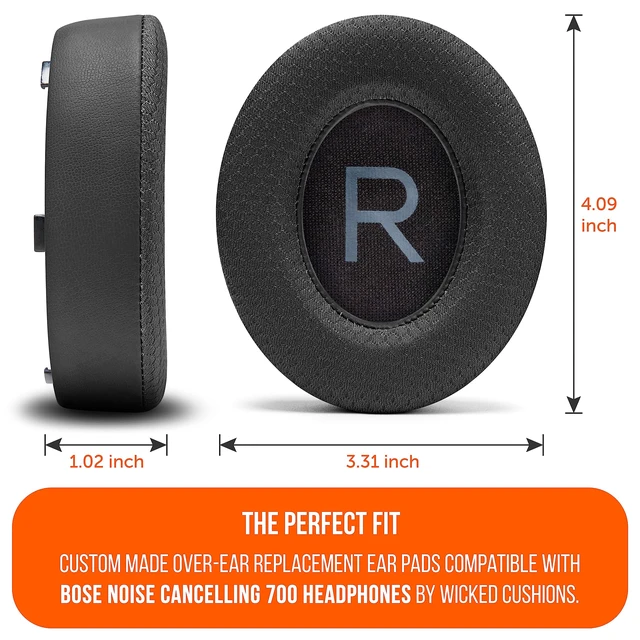 Alt view image 5 of 7 - Freeze NC700 - Cooling Gel Ear Pads for Bose Noise Canceling 700 Made by Wicked Cushions Breathable Sports Fabric, Extra Thick & Cooler for Longer Black
