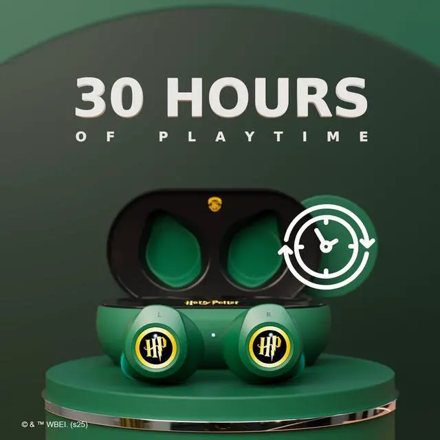 Alt view image 3 of 7 - Harry Potter Slytherin Wireless Bluetooth Earbuds with Charging Case, Built-in Mic, 30 Hr Playtime, Officially Licensed | Harry Potter Gifts for Women, Men, Teens, Kids & All Fans of Slytherin