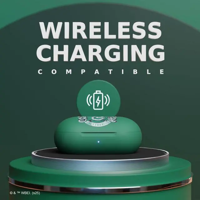 Alt view image 5 of 7 - Harry Potter Slytherin Wireless Bluetooth Earbuds with Charging Case, Built-in Mic, 30 Hr Playtime, Officially Licensed | Harry Potter Gifts for Women, Men, Teens, Kids & All Fans of Slytherin