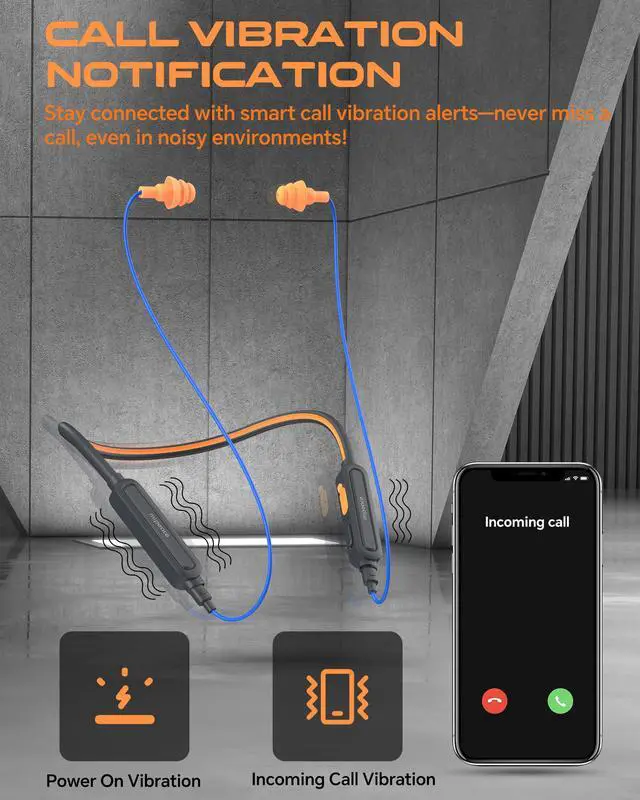 Alt view image 3 of 7 - Neckband Bluetooth Work Headphones, 29dB Work Earbuds Bluetooth OSHA Approved-Ear Protection Headphones Noise Reduction for Construction Safety Industry, 20+Hour Battery, 4 EQ Modes