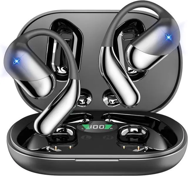 Main image of Open Ear Bone Conduction Headphones,Over Ear Earbuds with Ergonomic Earhook,Bluetooth Headphones 5.4 with Smart Digital Display,60H Playtime,IPX7 Waterproof,Touch Control Operate Running Fit Cycling