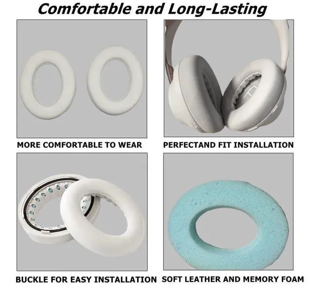 Alt view image 3 of 7 - Replacement Ear Pads Cushions, Earpads Cover for Bose 700 Noise-Cancelling NC700 Over Ear Headphones (White)