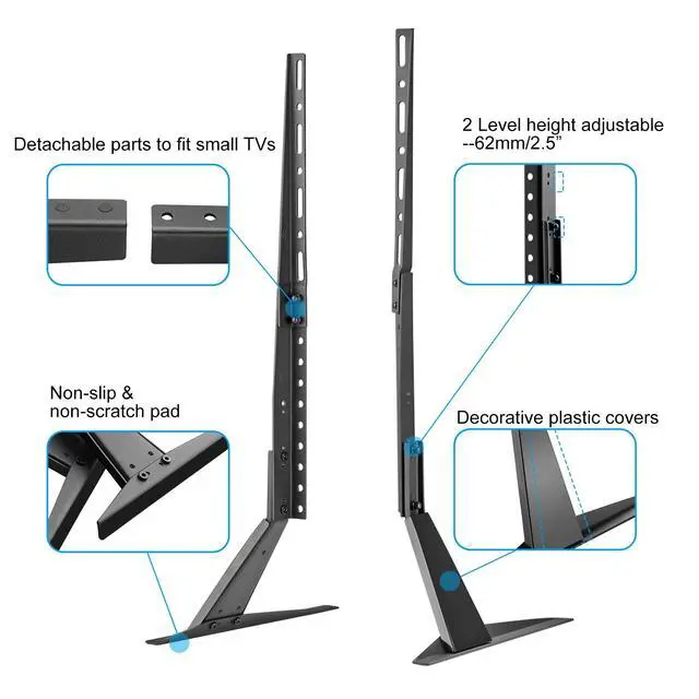 Alt view image 6 of 7 - Universal TV Stand Table Top Replacement TV Legs for 22-65 inches LCD Flat&Curved Screen TV, Max VESA up to 800x400mm Support 110lbs