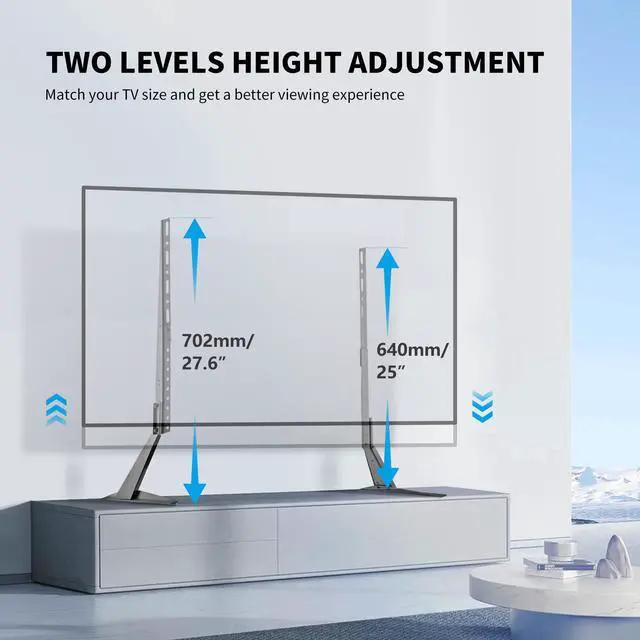 Alt view image 7 of 7 - Universal TV Stand Table Top Replacement TV Legs for 22-65 inches LCD Flat&Curved Screen TV, Max VESA up to 800x400mm Support 110lbs