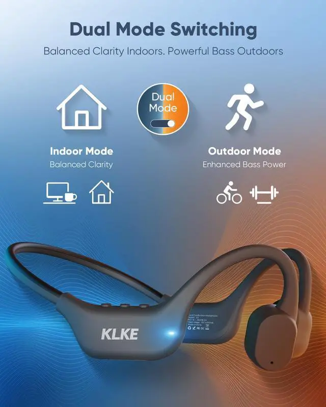 Alt view image 5 of 7 - Open-Ear Bone Conduction Headphones with Mic, Sports Headset | Rear Safety Light, Dual Sound Modes, Adjustable Fit, IP66 Sweatproof, 10H Playtime Ideal for Cycling, Hiking & Outdoor Sports
