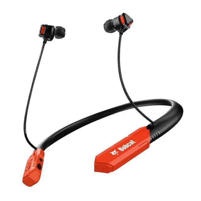 Alt view image 2 of 7 - Bobcat Neckband Bluetooth Headphones - Earphones with Microphone, 80H Battery, Fast Charging - IPX4 Sweatproof Sports Headphones for Running, Jobsite, Gym, and Workout
