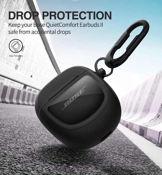 Alt view image 3 of 6 - Protective Cases for Bose QuietComfort Earbuds II 2022 / QuietComfort Ultra/Ultra Earbuds 2nd Gen, Shockproof Case Cover for Bose QC ii 2 & Ultra Case Accessories with Carabiner, Black