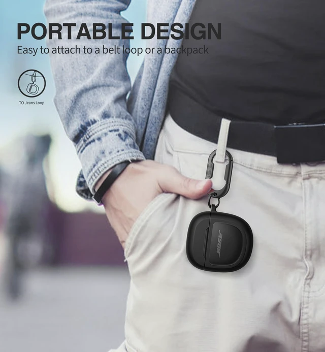 Alt view image 5 of 6 - Protective Cases for Bose QuietComfort Earbuds II 2022 / QuietComfort Ultra/Ultra Earbuds 2nd Gen, Shockproof Case Cover for Bose QC ii 2 & Ultra Case Accessories with Carabiner, Black