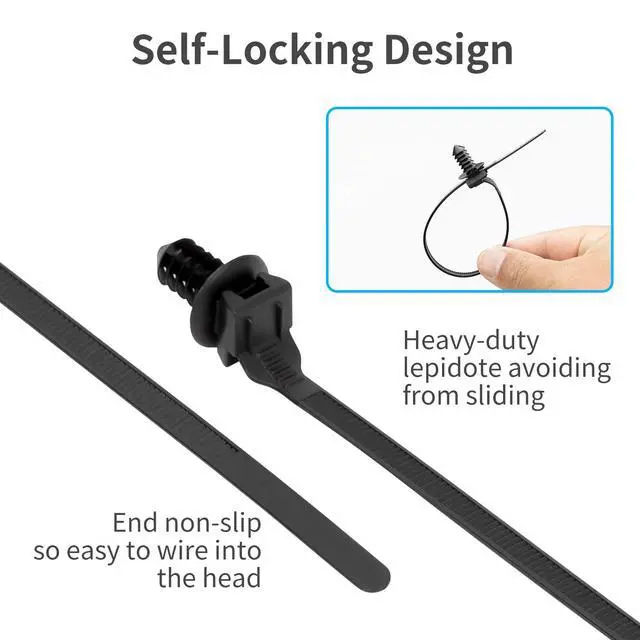 Alt view image 3 of 6 - 100PCS Fir Tree Nylon Push Mount Zip Ties, Heavy Duty Wire Ties, 2 in 1 Self Locking UV Resistant Assortment for Indoor Wire Tying (8.3"x0.22")