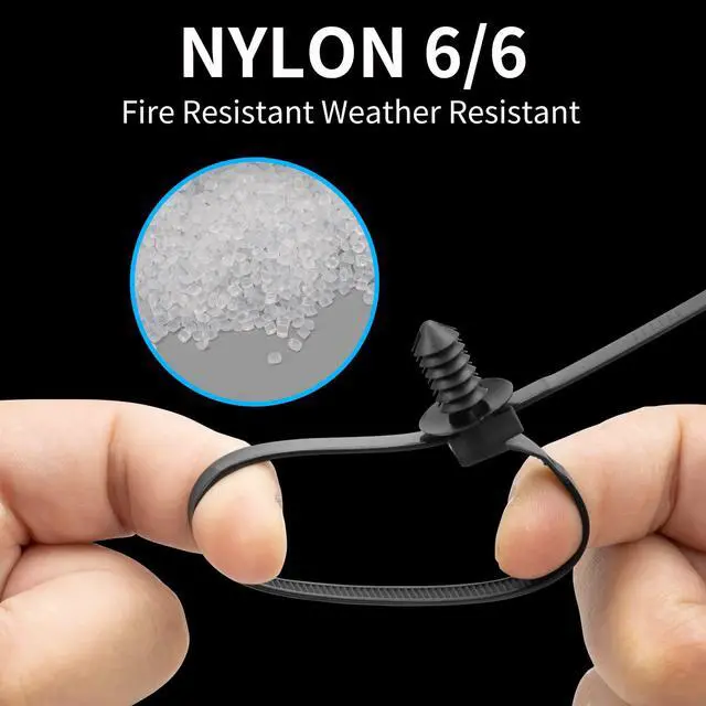 Alt view image 6 of 6 - 100PCS Fir Tree Nylon Push Mount Zip Ties, Heavy Duty Wire Ties, 2 in 1 Self Locking UV Resistant Assortment for Indoor Wire Tying (8.3"x0.22")