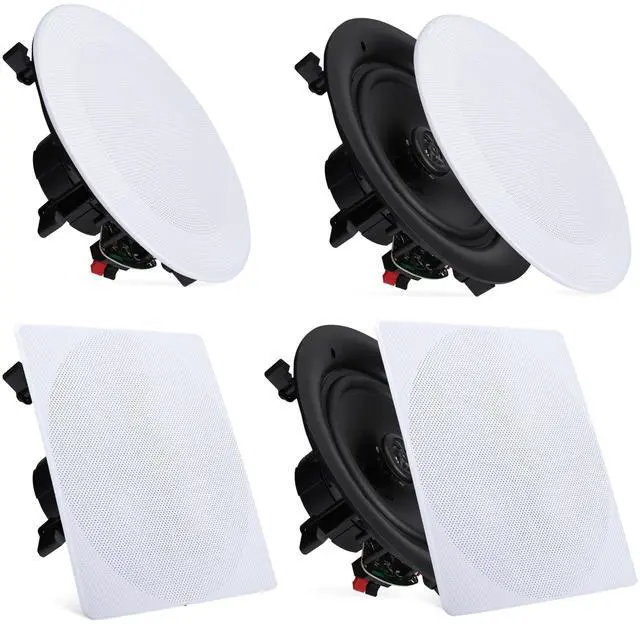 Main image of 8 4 Bluetooth Flush Mount - In-wall In-ceiling 2-Way Speaker System Quick Connections Changeable Round/Square Grill Polyprone Cone & Tweeter Stereo Sound 4 Ch Amplifier 250 Watt - PDICBT286