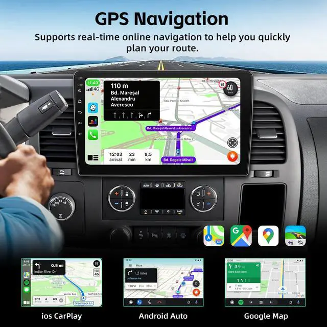 Alt view image 6 of 7 - Car Radio Upgrade for Chevy Silverado 2007-2013 Tahoe GMC Sierra Yukon | 2+64G Android 15 Head Unit Stereo with 10 Inch Touch Screen CarPlay Android Auto Backup Camera