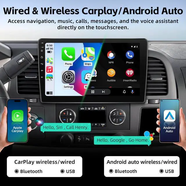 Alt view image 3 of 7 - Car Radio Upgrade for Chevy Silverado 2007-2013 Tahoe GMC Sierra Yukon | 2+64G Android 15 Head Unit Stereo with 10 Inch Touch Screen CarPlay Android Auto Backup Camera