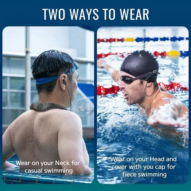 Alt view image 7 of 7 - AquaSound Pro W18 Swimming Headphones - Waterproof Headphones for Swimming, 4-in-1 MP3 Player 32GB, Bluetooth 5.4, FM Radio, Compatible with T6 Transmitter for Underwater Music