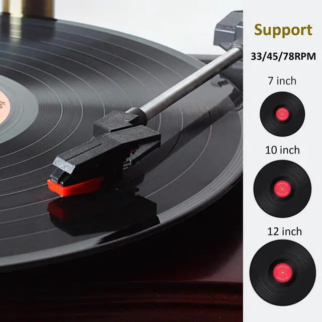 Alt view image 7 of 7 - Vintage Gramophone Record Player, Retro Turntable Record Players, Wooden Phonograph Vinyl Music Player,Decorative Gramophone Player with USB Play & Remote Control for Home/Christmas/Party