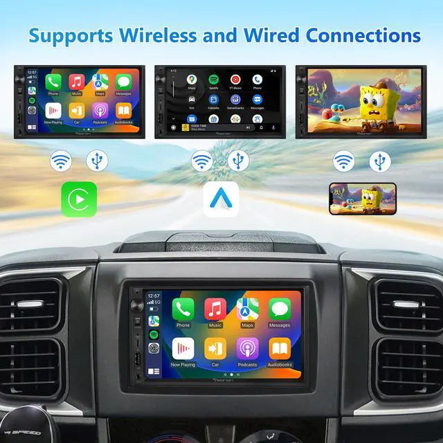 Alt view image 5 of 7 - 7'' Double Din Car Stereo Wireless CarPlay Android Auto X3 | Car Audio Receivers with AHD Backup Camera DSP Bluetooth MirrorLink SWC FM/AM Fast Charge