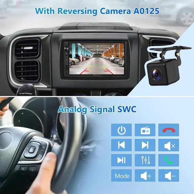 Alt view image 6 of 7 - 7'' Double Din Car Stereo Wireless CarPlay Android Auto X3 | Car Audio Receivers with AHD Backup Camera DSP Bluetooth MirrorLink SWC FM/AM Fast Charge