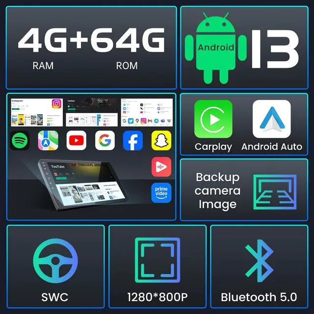 Alt view image 2 of 7 - 8Core 4+64GB Android 15 Radio for 2007-2013 Chevy Tahoe Suburban: Silverado GMC Yukon: 9" 1280 * 800P IPS Touchscreen Wireless CarPlay Android Auto FM/AM/DSP 5G WiFi Bluetooth GPS Backup Camera SWC