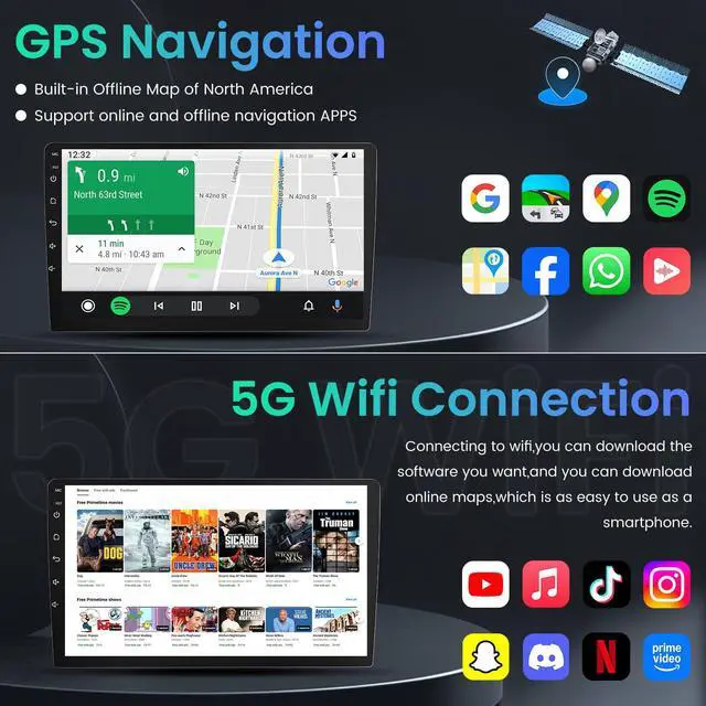 Alt view image 4 of 7 - 8Core 4+64GB Android 15 Radio for 2007-2013 Chevy Tahoe Suburban: Silverado GMC Yukon: 9" 1280 * 800P IPS Touchscreen Wireless CarPlay Android Auto FM/AM/DSP 5G WiFi Bluetooth GPS Backup Camera SWC