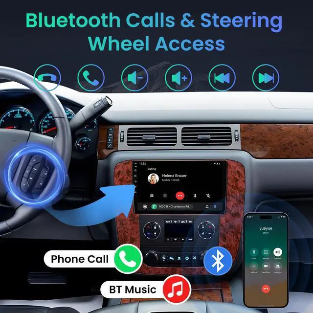 Alt view image 6 of 7 - 8Core 4+64GB Android 15 Radio for 2007-2013 Chevy Tahoe Suburban: Silverado GMC Yukon: 9" 1280 * 800P IPS Touchscreen Wireless CarPlay Android Auto FM/AM/DSP 5G WiFi Bluetooth GPS Backup Camera SWC