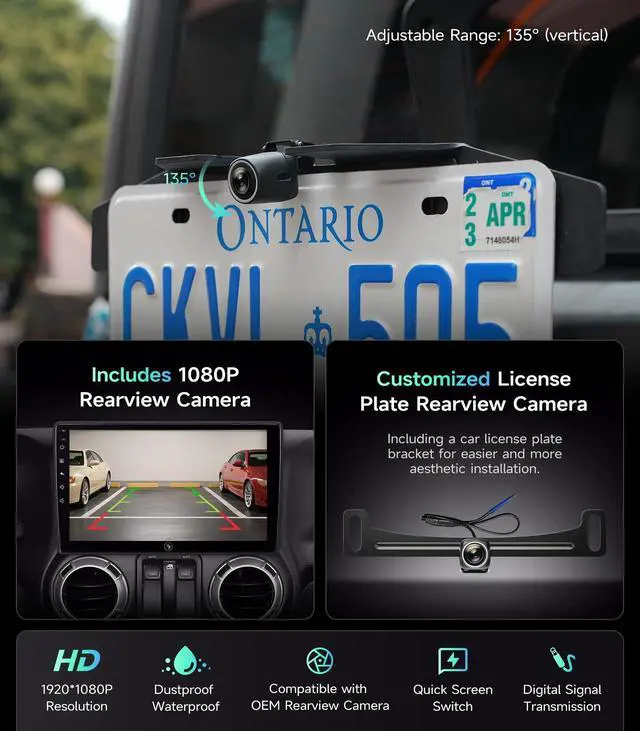 Alt view image 4 of 7 - Car Radio Stereo for Jeep Wrangler JK, Wireless CarPlay Android Auto | 10.2-inch IPS HD touchscreen, Linux operating system, Bluetooth FM AM SWC, plug-and-play, 1080P backup camera