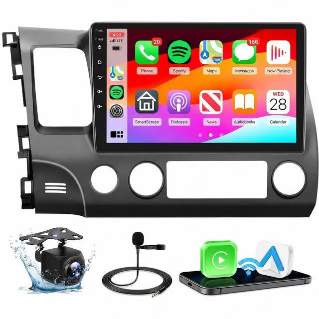 Main image of 4G 64G Car Stereo for Honda Civic 2006-2011 Radio with Backup Camera | 10.1inch 1280*720 IPS Touch Screen DSP 32EQ Wireless Carplay Android Auto Bluetooth 5.0 GPS SWC FM/RDS 5G WiFi MirrorLink