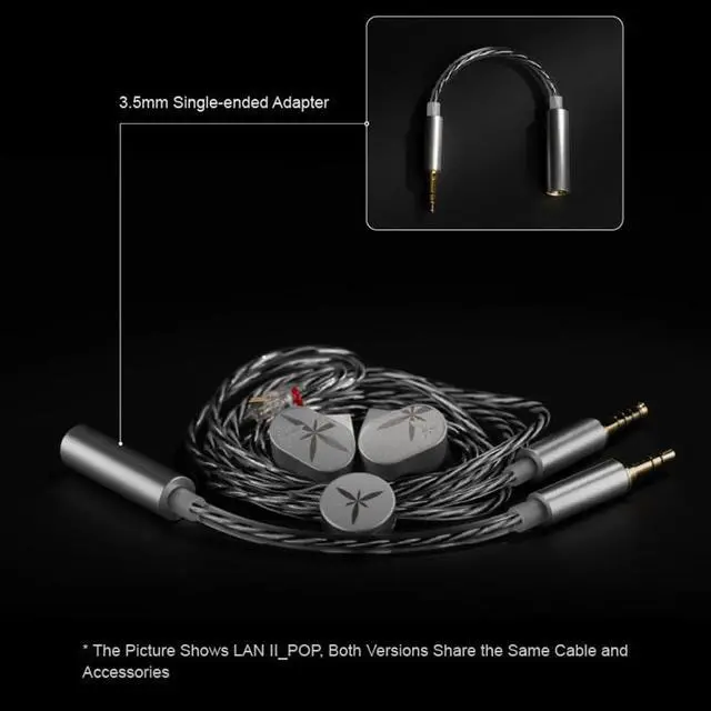 Alt view image 5 of 7 - LAN ll Earphone 4.4mm 3.5mm Plug 0.78mm Interchangeable Cable 10mm Double-Cavity HiFi in-Ear Wired Headphones (LAN II POP)