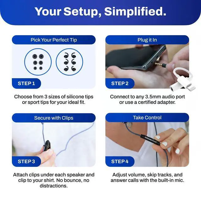 Alt view image 7 of 7 - EMF Radiation-Free Earbuds Air Tube Stereo Headphones Universal Acoustic Headphones Wired Mic & Audio Controls Secure Fit Wired Earbuds, 3.5mm Jack, Sports Tips & 3 Ear Tip Sizes