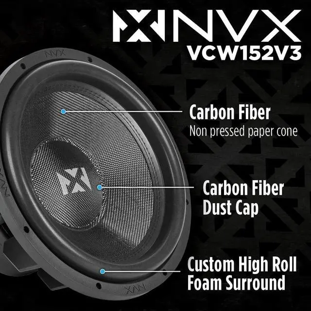Alt view image 2 of 7 - VCW152v3 15" 3000 Watt Max (1500W RMS) Dual 2-Ohm VC-Series Car Subwoofer (VCW152 Version 3) | 3000 Watt Max (1500W RMS) Car Subwoofer
