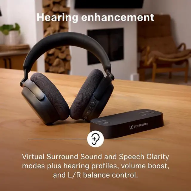 Alt view image 3 of 7 - RS 255 TV Headphones - Bluetooth Headphones and Transmitter Bundle - Low Latency Wireless Headphones with Virtual Surround Sound, Speech Clarity and Auracast Technology - 50 h Battery