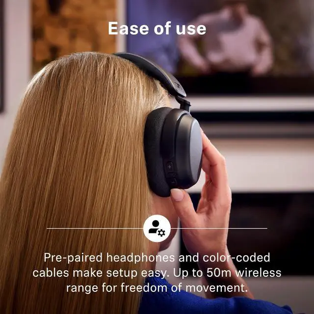 Alt view image 4 of 7 - RS 255 TV Headphones - Bluetooth Headphones and Transmitter Bundle - Low Latency Wireless Headphones with Virtual Surround Sound, Speech Clarity and Auracast Technology - 50 h Battery