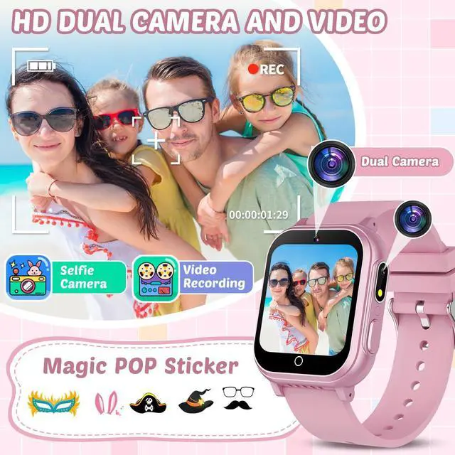 Alt view image 4 of 7 - Waterproof Smart Watch for Kids Gift for Girls Age 5-12 with Dual Camera | 32 Games, Habit Tracking, Music Player, Video, Alarm Clock, HD Touchscreen Kids Smart Watch Birthday Toys for 3-12 Year Old