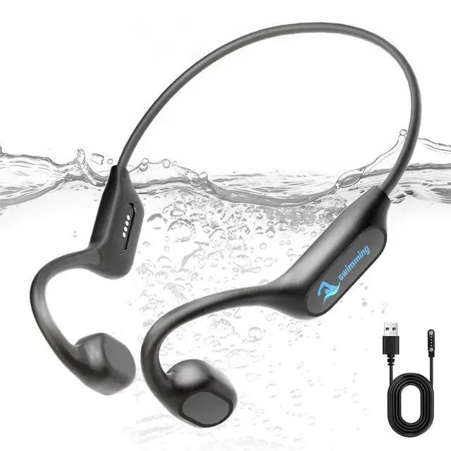 Main image of Swimming Headphones Bone Conduction Bluetooth 6.0 IPX8 Waterproof 32G MP3 | Open-ear comfort,clear audio in water,phone-free playlists,secure fit with caps and goggles,stable above-water pairing