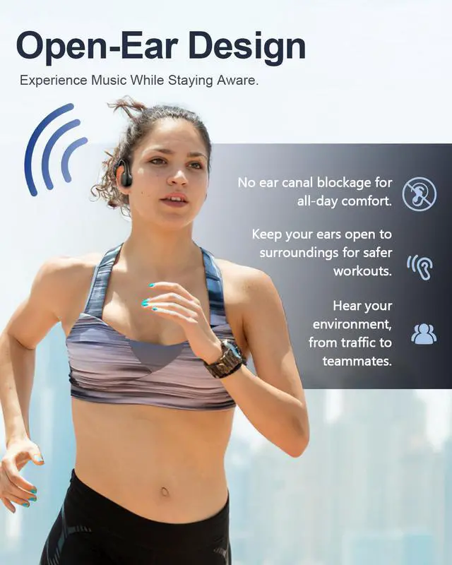 Alt view image 3 of 7 - Swimming Headphones Bone Conduction Bluetooth 6.0 IPX8 Waterproof 32G MP3 | Open-ear comfort,clear audio in water,phone-free playlists,secure fit with caps and goggles,stable above-water pairing