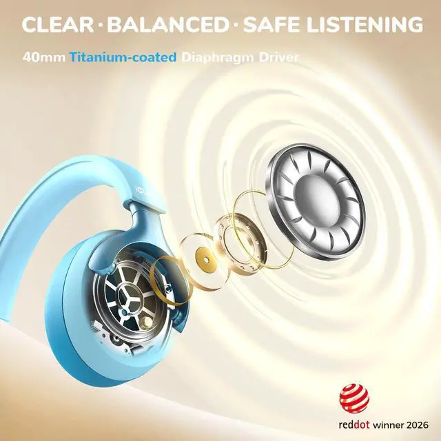Alt view image 4 of 7 - Q950 Hearing Care Certified Noise Cancelling Headphones for Kids | SafeSound Tech 3.1, TÜV Certified, Sensory Inclusive for Autism, Red Dot Award Winner, 60H Playtime, Storage Case for Travel