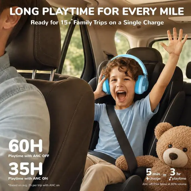 Alt view image 6 of 7 - Q950 Hearing Care Certified Noise Cancelling Headphones for Kids | SafeSound Tech 3.1, TÜV Certified, Sensory Inclusive for Autism, Red Dot Award Winner, 60H Playtime, Storage Case for Travel