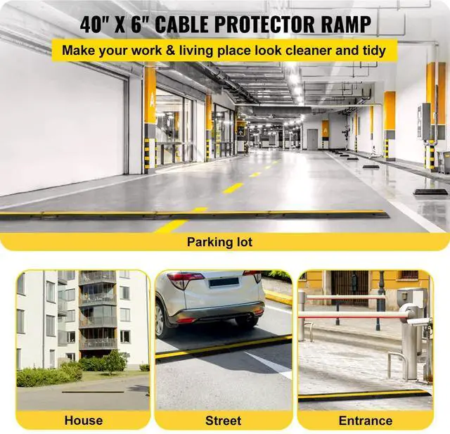 Alt view image 2 of 7 - 4 Pack of 1-Channel Rubber Cable Protector Ramps Heavy Duty 18000Lbs Load Capacity Cable Wire Cord Cover Ramp Speed Bump Driveway Hose Cable Ramp Protective Cover