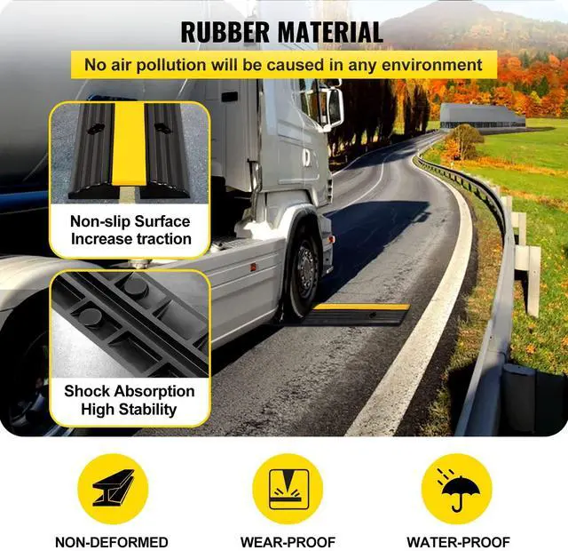 Alt view image 5 of 7 - 4 Pack of 1-Channel Rubber Cable Protector Ramps Heavy Duty 18000Lbs Load Capacity Cable Wire Cord Cover Ramp Speed Bump Driveway Hose Cable Ramp Protective Cover