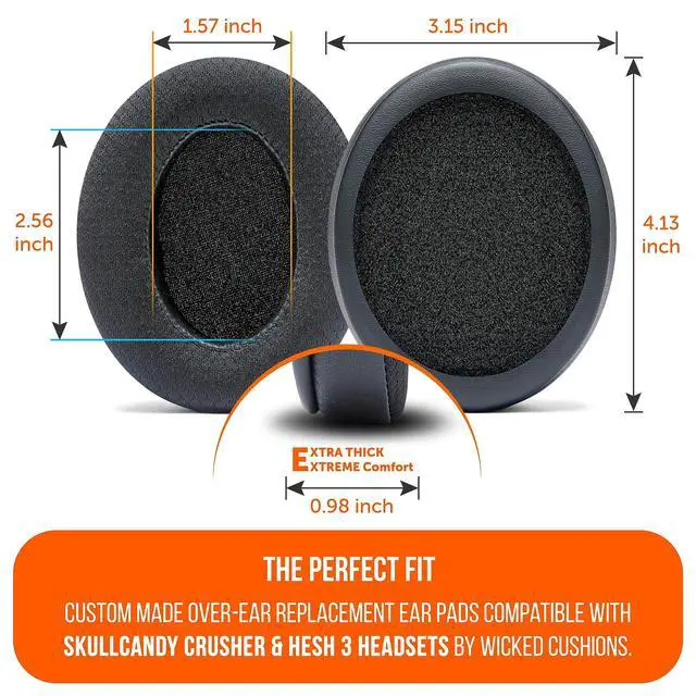 Alt view image 5 of 7 - Freeze Crusher - Cooling Gel Earpads for Skullcandy Crusher & Hesh 3 | Made by Wicked Cushions | Also fits Crusher ANC 2, Crusher 720 & 1080 | Soft Memory Foam, Cooler for Longer | Black