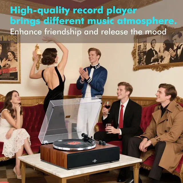 Alt view image 6 of 6 - Bluetooth Record Player with Speakers,Vinyl Player for 7/10/ Records | Turntable With AT-3600L Magnetic Cartridge & Adjustable Counterweight, 33/45 RPM, Ideal Home Decor & Gift for Music Lovers