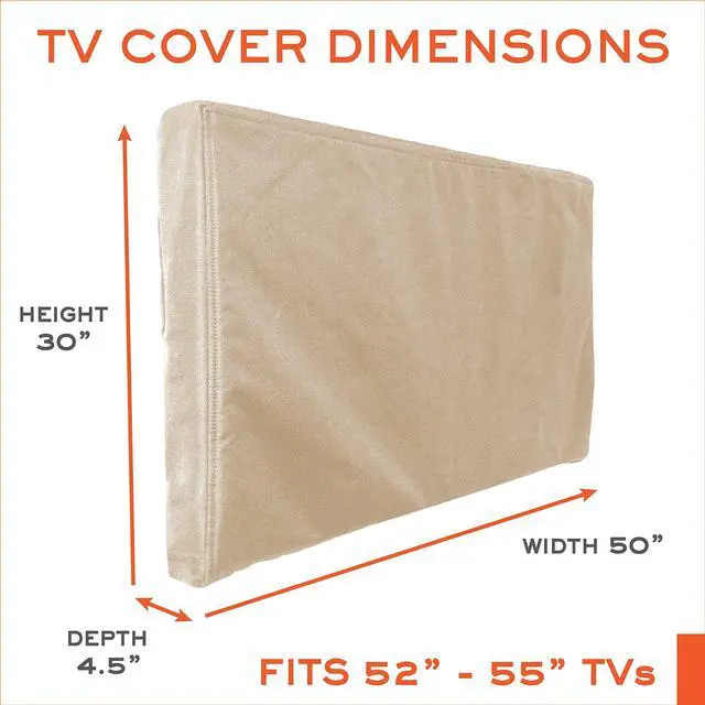 Alt view image 2 of 6 - Outdoor TV Cover 55 inch - with Zipper, Weatherproof, Waterproof 360 Degrees Protection, Soft Non Scratch Interior - Beige