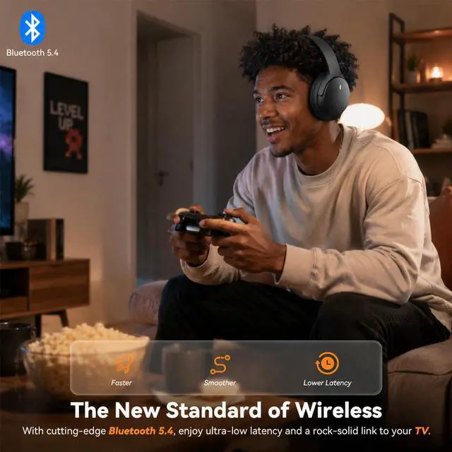 Alt view image 3 of 7 - Wireless Headphones for TV Watching, TV Headphones Wireless for Seniors with Versatile Transmitter Charging Dock, Instant Audio Sync, 60-Hour Playtime, Perfect for Parents & Seniors, Black