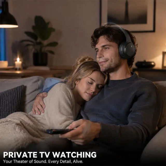 Alt view image 5 of 7 - Wireless Headphones for TV Watching, TV Headphones Wireless for Seniors with Versatile Transmitter Charging Dock, Instant Audio Sync, 60-Hour Playtime, Perfect for Parents & Seniors, Black