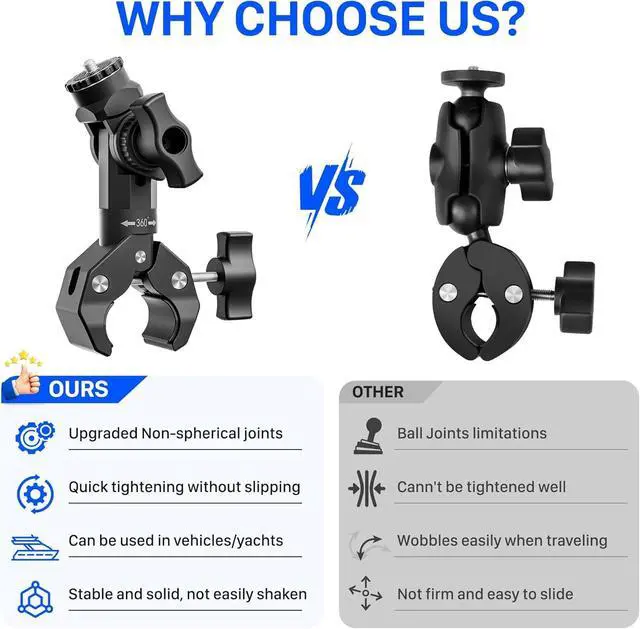 Alt view image 2 of 7 - Starlink Mini Mount 2026/2025, Pole Clamp for RV, Yacht, Camper, Van, Boat | Adjustable Angle, 3-Minute Installation, Universal Starlink Mini Clamp Mount Includes Aluminum Pipe Adapter for Outdoors