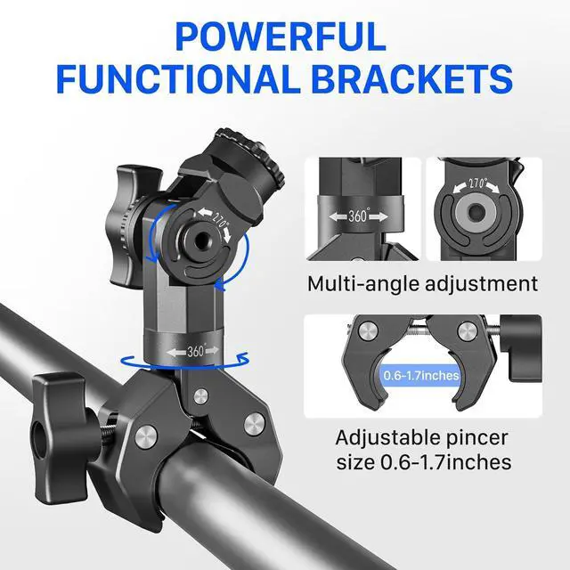 Alt view image 3 of 7 - Starlink Mini Mount 2026/2025, Pole Clamp for RV, Yacht, Camper, Van, Boat | Adjustable Angle, 3-Minute Installation, Universal Starlink Mini Clamp Mount Includes Aluminum Pipe Adapter for Outdoors