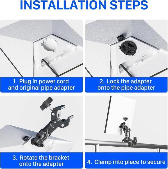 Alt view image 5 of 7 - Starlink Mini Mount 2026/2025, Pole Clamp for RV, Yacht, Camper, Van, Boat | Adjustable Angle, 3-Minute Installation, Universal Starlink Mini Clamp Mount Includes Aluminum Pipe Adapter for Outdoors