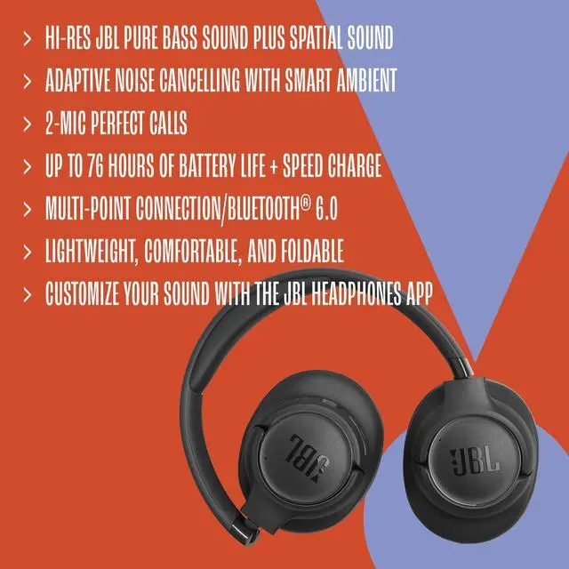 Alt view image 6 of 7 - Tune 780NC - Noise Cancelling Headphones - Black | Hi-Res Pure Bass Sound plus Spatial Sound, Adaptive Noise Cancelling with Smart Ambient